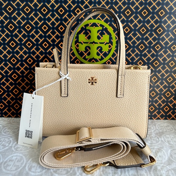 Tory Burch Blake Mini Tote Bag Crossbody Bag Soft Serve Gold Tan Cream - Picture 1 of 9